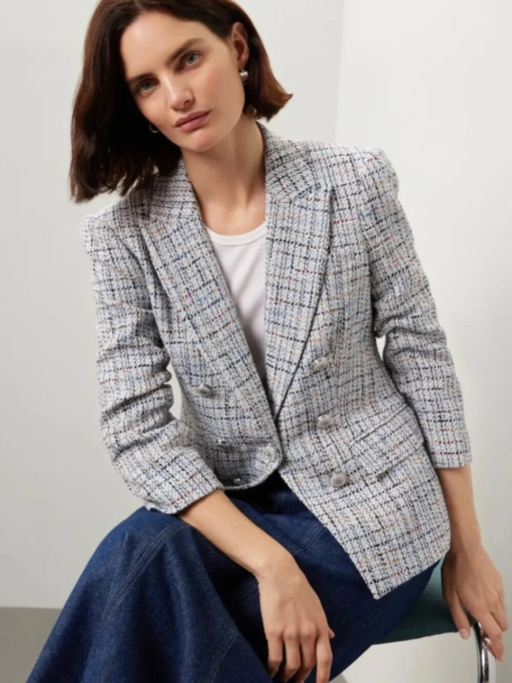 Veronica Beard Size 6 Ryland Tweed Metallic Thread Dickey Jacket Multi Color EUC